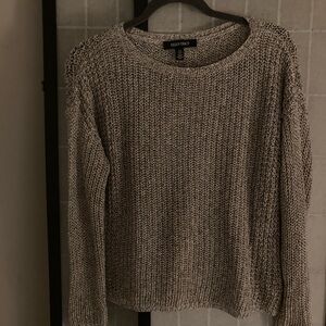 Ellen Tracy Neutral Taupe Crewneck Knit Sweater
